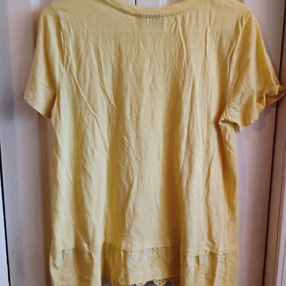 LOFT Yellow Ruffled Short Sleeve Tee - Picture 6 of 7